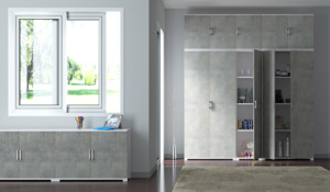 Armario de dormitorio moderno hecho en Italia, ropero con puertas correderas de capacidad, guardarropa de tela - Product Image 5