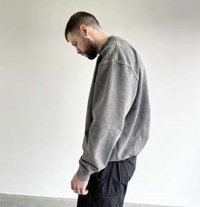 Custom 400g polar Vintage cuello simulado de gran tamaño Distressed streetwear Cuello redondo Lavado ácido Sudadera con capucha sin capucha - Product Image 3