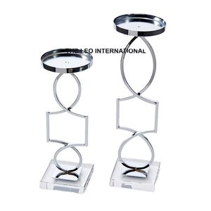 Lot de bougeoirs en acier inoxydable et acrylique, finition argentée polie, pour éclairage de maison, villa et événements - Prix de gros - Product Image 1