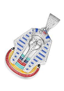 Colgante de Rey Egipcio en Oro de 14K y Chapado en Rodio con Moissanita y Detalles de Esmalte para Regalo - Product Image 6