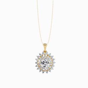 Colgante de diamante ovalado Sunburst de 2.42 ct, color F, claridad VS, diamante cultivado en laboratorio en oro de 14 quilates, para bodas, compromisos y fiestas. - Product Image 1