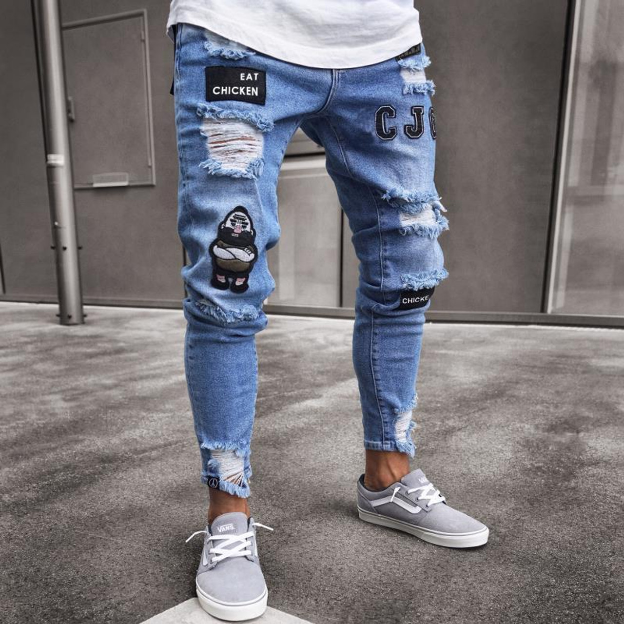 Pantalones vaqueros elásticos para hombre, Jeans holgados de algodón, hechos a medida, venta al por mayor de fábrica