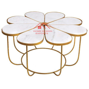Table basse moderne en marbre italien avec plateau de décoration pour la maison, table basse combinée de taille moyenne de luxe, ensemble de meubles de salon - Product Image 3