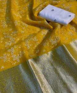 Sari de encaje floral con blusa para mujer - Product Image 6