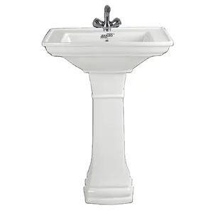 Distribuidor a granel que vende lavabo de baño de un solo orificio de alta calidad, lavabo de artículos sanitarios con Pedestal para compradores genuinos