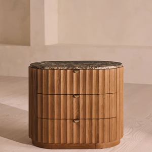 Meubles de luxe table de chevet en bois de teck naturel marbre intérieur chambre et hôtels-Jio - Product Image 2