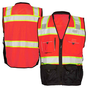 สีที่กําหนดเองอุตสาหกรรมก่อสร้างปรับแต่งโลโก้สะท้อนแสง Hi Vis ชุดป้องกัน Workwear เสื้อกั๊กความปลอดภัยในการทํางาน Hi Vis พร้อมกระเป๋า - Product Image 1