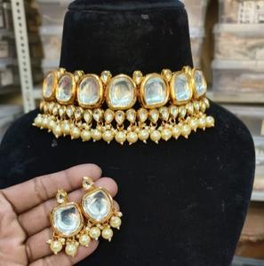 Ethnic Kundan Meenakari Jewelry <b>Set</b> Gold-Plated Brass <b>Necklace</b> Earrings for Weddings Anniversaries <b>Bridal</b> Wear Perfect Gift - Product Image 2