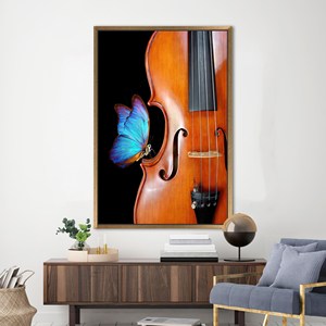 Toile imprimée violoniste - Art musical moderne pour la décoration de la maison, encadrée en or - Product Image 1