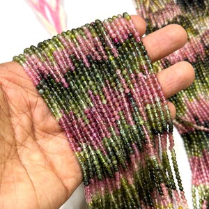 Cuentas de piedras preciosas redondas lisas de turmalina al por mayor de 2,5mm, hebras de cuentas de turmalina múltiple Natural para fabricación de joyas, proveedor indio - Product Image 6