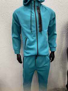 Privé personnalisé imprimé deux pièces ensemble survêtements pour hommes vêtements d'entraînement 2 pièces Jogging confortable plaine fermeture éclair sweats à capuche costumes - Product Image 6