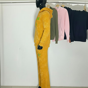 Men's Winter Formal Style 100% Cotton Fleece Thermal 400GSM Digital Printed <b>Zip</b>-<b>Up</b> Hoodie and Sweatpants Set OEM Service - Product Image 5