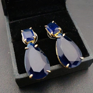 Boucle d'oreille plaquée or hydro jaune brillant, beaux bijoux en quartz colorés, bijoux à broches en pierres précieuses au design Unique - Product Image 5