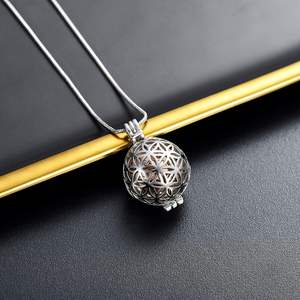 S Rose Gold Cremation Jewelry <b>Urn</b> Pendant Stainless Steel Hollow Ball Shape Cremation Ornaments for human <b>Necklace</b> Custom Size - Product Image 5