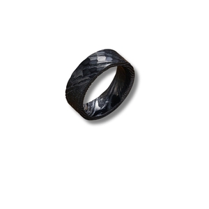 Customizable Black Hammered Damascus Blade Wedding Engagement <b>Ring</b> Unique DIY Custom Knife <b>for</b> <b>Men</b> & Women OEM Support - Product Image 1