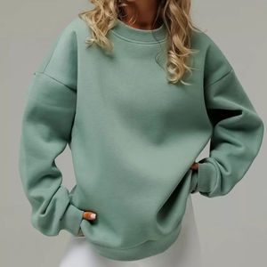 Sudadera Extra Grande para Mujer con Logotipo Frontal, Sudadera Holgada de Invierno, Diseño Sólido, Cuello Ancho, Tejido Moderno - Product Image 4