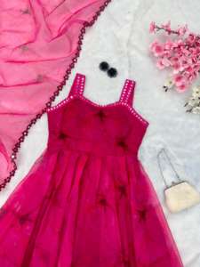 Conjunto de Kurti Anarkali de Georgette Bordado, Listo para Usar, Estilo Indio, con Dupatta, para Mujeres y Niñas, Ideal para Bodas y Fiestas - Product Image 3