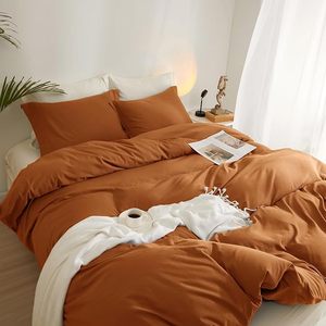 Juego de Funda Nórdica de Algodón Lavado Suave de 200 Hilos Estilo Europeo de Gran Venta, Tamaño Completo, con 2 Fundas de Almohada, Color Óxido, para Hospital, Hogar, Hotel - Product Image 4