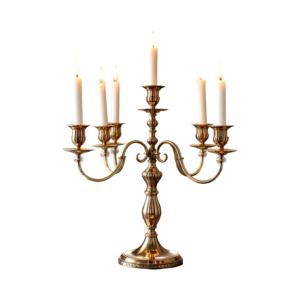 Chandelier élégant et vintage à 5 bras en bronze Bougeoir de Noël luxueux pour la décoration intérieure et la salle à manger Décorations de Noël - Product Image 1