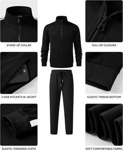 Survêtements pour hommes 2 pièces Full Zip Sports Outfits Set Sweatshirt and Joggers Sweatpants Running and Workout Best Choice - Product Image 5
