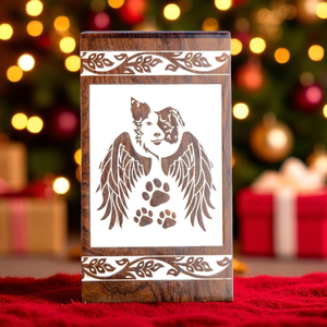 Caja de recuerdo de madera para cenizas de mascotas, diseño personalizado con estampado de pata, contenedor de cenizas de madera maciza Natural, urna funeraria para adultos de AYAANS - Product Image 1