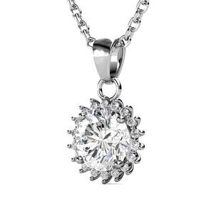 Collier pendentif tendance en argent sterling 925 avec moissanite de haute qualité, 1 carat, halo de fleurs, coupe brillante, soleil éclatant, perle noire pour femmes - Product Image 3
