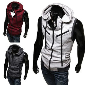 Breathable Men's Coats Hooded tank hoodies <b>Sleeveless</b> Vest Solid Casual <b>Hoodie</b> Pocket Sweater Vest Zipper Coat <b>hoodie</b> men's - Product Image 5