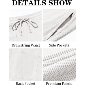 Pantalon décontracté pour homme 100% coton, cordon de serrage, taille élastique, pantalon de survêtement côtelé, jambe droite, coupe ample, personnalisé - Product Image 5