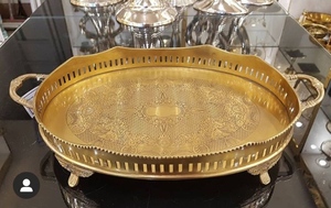 Plateaux de service au Design élégant pour ustensiles de cuisine, vaisselle, plat de service de nourriture d'hôtel, plateaux de service de café en métal moderne plaqué or - Product Image 6