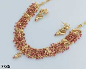 DERNIER ENSEMBLE DE BIJOUX ANTIQUE TRADITIONNEL ET À LA MODE DU TEMPLE INDIEN DU SUD ET ENSEMBLE DE COLLIER EN CUIVRE SUD POUR FEMMES NAD GIRLS - Product Image 2