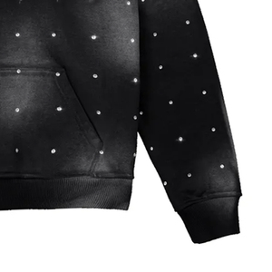 Sudadera con capucha Sun Fade de algodón 100% de alta calidad, Jersey personalizado, patrón de estampado de diamantes de imitación transpirable, tela francesa - Product Image 2