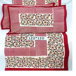 定制棉被100% 可反转双人床被子或床罩，尺寸90 x 108英寸红色花卉被子