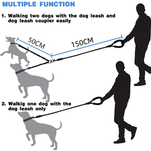 Corde tressée sans enchevêtrement double sécurité antidérapante trois <span class=keywords><strong>Triple</strong></span> pivotant haute couleur noire laisse de chien en Nylon <span class=keywords><strong>avec</strong></span> pince poignée en caoutchouc - Product Image 2