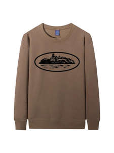 Autumn Fashion Men's 320g Knitted Terry Crewneck Sweatshirt Solid Loose Fit Custom Logo Anti-Pilling Digital Printing Cotton - Product Image 6