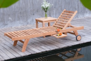 Teak <b>Foldable</b> UV Resistant Durable Sun Loungers Melasti 2 <b>Step</b> for Outdoor Garden and Beach Pool - Product Image 2