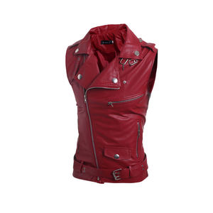 Motorcycle Men Leather Biker Club <b>Black</b> New Riding Leather <b>Vest</b> - Product Image 6