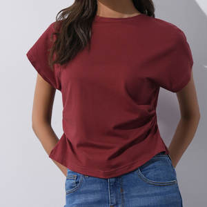 Camiseta de Verano Personalizada para Mujer Mahroon, Algodón Suave de Primera Calidad de 180 g, Transpirable, Corte Holgado Informal, Cuello Redondo - Product Image 1