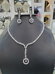 สร้อยคอเพชร Moissanite รูปมาร์คีส์สีขาวเต็มรูปแบบพร้อมต่างหูเครื่องประดับที่กําหนดเองสร้อยคอสวยงามตีของขวัญสําหรับผู้หญิง - Product Image 2