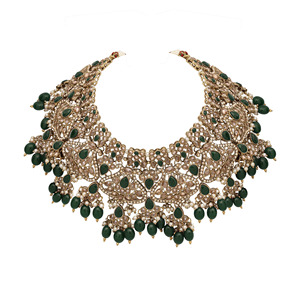 Triangular Elegance Reverse AD Mehandi plateado Gargantilla Collares Set - Product Image 4