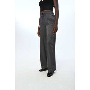 Pantaloni Larghi da Donna con Motivo Antracite, Vita Elastica, Modello Lungo - Product Image 3
