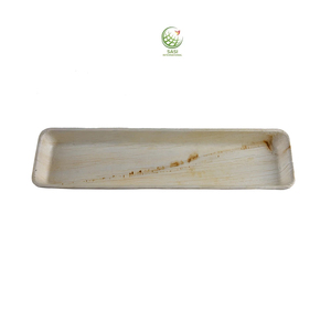 100% Assiettes à sushi rectangulaires de vaisselle jetables en feuille de palmier biodégradable naturelle pour le service de nourriture de mariage - Product Image 1