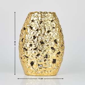 Modern Gold Accent Artistic Metal <b>Vase</b> Trendy Flower Design Decorative Brass Casted <b>Unique</b> Contemporary Piece - Product Image 4