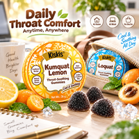 KisKis Gommes Rafraîchissantes Naturelles aux Herbes pour Apaiser la Gorge, Saveur Loquat, Kumquat et Citron, Boîte Métallique, Bonbons Revitalisants
