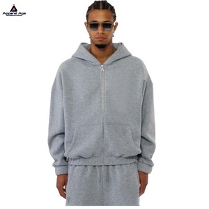 Alta calidad French Terry Zip up Hombres Sudaderas con capucha Ropa de calle personalizada Logotipo impreso Full Zip up Hoodie Unisex - Product Image 3