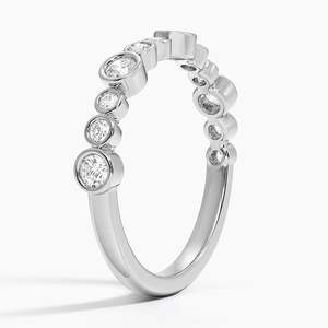 Art Deco Sólido 18K Oro amarillo y blanco 0.31ctw Conjunto de bisel de corte redondo Anillo de compromiso de diamante cultivado en laboratorio Anillo de Diamante Real genuino - Product Image 4