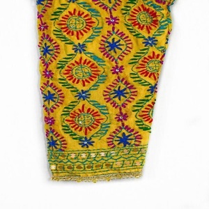 Dupatta ผ้าคอตตอนลินินของผู้หญิง,ผ้าเครปอะคริลิคโพลีเอสเตอร์เคลือบเงาทอแบบปักหลากสีสไตล์อินเดีย - Product Image 1