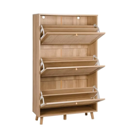 Vente en gros d'usine OEM ODM Armoire à chaussures mince et rabattable Étagère à chaussures en bois Étagère à chaussures avec porte en rotin