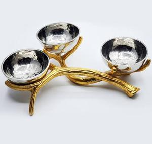 Decoración con mango de hoja de latón, cuencos de Chip y inmersión, acero inoxidable y Metal para Bodas de hoteles, fiestas y cuencos dulces - Product Image 6