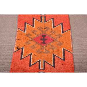 Tapis turc Herki 2,6x9,4 pieds, tapis oriental vintage en laine marron orangé - Product Image 3