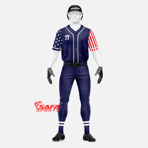 Vente en gros d'usine d'uniformes de baseball pour hommes, ensemble d'uniformes de baseball personnalisé America Baseball Jersey noir et blanc vierge personnalisé - Product Image 1